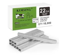 Kimsing 7110 Lot de 10 000 agrafes galvanisées pour ameublement, calibre 22, 71, couronne de 9,5 mm, longueur de jambe de 9,5 mm, fixations pour agrafeuse à fil fin