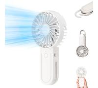 KIMTAR Mini Ventilateur Portable, USB Portatif Portable Ventilateur 12 Heures Fonctionnement Maximum, avec Crochet Télescopique Petit Ventilateur 3 Vitesses pour Bureau Voyage Camping Extérieur Blanc