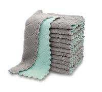 kimteny Lot de 12 torchons de Cuisine de qualité supérieure, Super absorbants, en Velours Corail, antiadhésifs, lavables à l'huile, séchage Rapide (Vert-Gris)