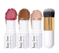 KIMUSE Kit 3 Bâtons Maquillage Visage Blush Contour Enlumineur avec Pinceau