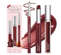 KIMUSE Sugar Dark Honey Lipstick Trio 3 en 1 Hydratant Naturel Éclat | Crayon Jojoba Estompeur, Baume Teinté Karité, Gloss Miroir Raisin, Maquillage Jour Soir Voyage Cadeau, Toutes les Peaux