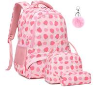 Kimwadalh Cartable Fille Fraises Sacs d'école Primaire Enfent Filles Scolaires CE1 CE2, Cartables Primaires Sacs à Dos Fille Velours côtelé
