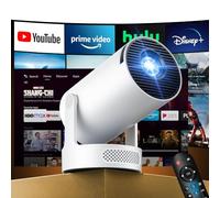 Kimwood Vidéoprojecteur Portable, [App intégrée] Mini Projecteur Video FHD 1080P avec Haut-parleur HiFi &Focale Ultra Courte Rétroprojecteur Android TV BT 5.4 Wi-Fi 6, Auto Correction Grand Projection