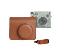 Kimyoaee Étui de transport pour appareil photo instantané Fujifilm Instax Wide 400 - Sac en cuir avec bandoulière amovible, marron