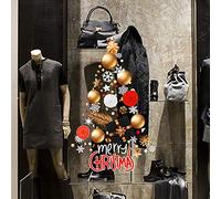 kina - CRNT0126 Stickers pour Vitrines Magasin en Cristal avec Ventouses Transparente Amovible Repositionnable - Sapin de Noël Joyeux Noël Bonne Année 60x40 cm