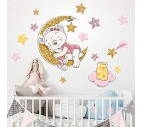 kina - R00544 Autocollants Muraux Enfant écologique et hypoallergénique Effet Tissu Doux Repositionnables Fais de beaux rêves Décoration Bébé Nouveau Pépinière Adhésif Papier Peint