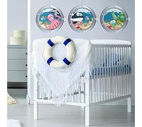 kina - Sticker Mural Décoration Chambre Enfant R00030 - Matériau Tissu écologique, Hypoallergénique, Repositionnable, Effet caresse, École Maternelle - Graphique Hublot et mesure 90x30 cm