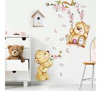 kina - Sticker Mural Décoration Chambre Enfant R00154 - Matériau Tissu écologique, Hypoallergénique, Repositionnable, Effet caresse, École Maternelle - Graphique Petits Ours et mesure 120x30 cm