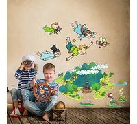 kina - Sticker Mural Décoration Chambre Enfant R00160 - Matériau Tissu écologique, Hypoallergénique, Repositionnable, Effet caresse, École Maternelle - Graphique Peter Pan et mesure 120x40 cm