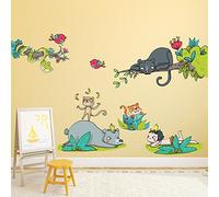 kina - Sticker Mural Décoration Chambre Enfant R00353 - Eco-Tessuto, Hypoallergénique, Repositionnable, Effet caresse, École Maternelle - Graphique Jungle 120x30 cm
