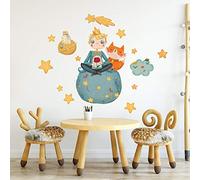 kina - Sticker Mural Décoration Chambre Enfant R00370 - Eco-Tessuto, Hypoallergénique, Repositionnable, Effet caresse, École Maternelle - Graphique Le Petit Prince et mesure 80x30 cm
