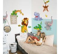 kina - Sticker Mural Décoration Chambre Enfant R00429 - Matériau Tissu écologique, Hypoallergénique, Repositionnable, Effet caresse, École Maternelle - Graphique Savane et mesure 120x40 cm