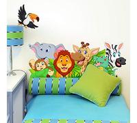 kina - Sticker Mural Décoration Chambre Enfant R00501 - Matériau Tissu écologique, Hypoallergénique, Repositionnable, Effet caresse, École Maternelle - Graphique Jungle et mesure 100x30 cm