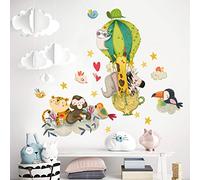 kina - Sticker Mural Décoration Chambre Enfant R00524 - Matériau Tissu écologique, Hypoallergénique, Repositionnable, Effet caresse, École Maternelle - Graphique Animaux et mesure 120x30 cm