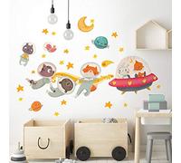 kina - Sticker Mural Décoration Chambre Enfant R00531 - Eco-Tessuto, Hypoallergénique, Repositionnable, Effet caresse, École Maternelle - Graphique Voyage Univers et mesure 100x30 cm