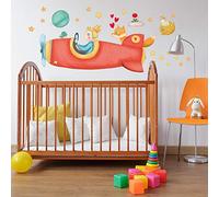 kina - Sticker Mural Décoration Chambre Enfant R00550 - Eco-Tessuto, Hypoallergénique, Repositionnable, Effet caresse, École Maternelle - Graphique Le Petit Prince et mesure 110x30 cm