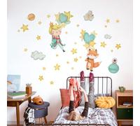 kina - Sticker Mural Décoration Chambre Enfant R00551 - Eco-Tessuto, Hypoallergénique, Repositionnable, Effet caresse, École Maternelle - Graphique Le Petit Prince et mesure 120x30 cm