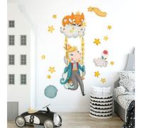kina - Sticker Mural Décoration Chambre Enfant R00564 - Eco-Tessuto, Hypoallergénique, Repositionnable, Effet caresse, École Maternelle - Graphique Le Petit Prince et mesure 120x30 cm