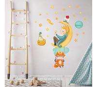 kina - Sticker Mural Décoration Chambre Enfant R00573 - Eco-Tessuto, Hypoallergénique, Repositionnable, Effet caresse, École Maternelle - Graphique Le Petit Prince et mesure 100x30 cm