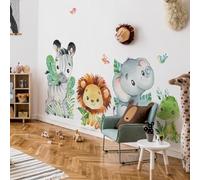 kina - Sticker Mural Décoration Chambre Enfant R00645 - Matériau Tissu écologique, Hypoallergénique, Repositionnable, Effet caresse, École Maternelle - Graphique Savane et mesure 120x30 cm