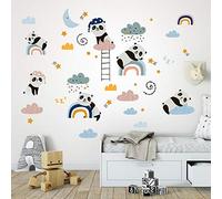 kina - UVB00500 Stickers Muraux pour Chambre d'enfant imprimé sur PVC Transparent Décoration Panda Mur - Mesure 130x30 cm