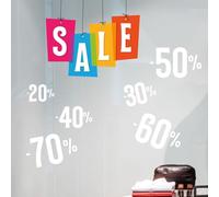 kina - UVSD0148 Autocollant de Fenêtre Transparent Amovible Repositionnable pour Vitrines en Verre Magasins - Stickers Soldes d'hiver d'été Réductions Occasions - 2 feuilles 45x35cm