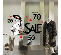 kina - UVSD0158 Autocollant de Fenêtre Transparent Amovible Repositionnable pour Vitrines en Verre Magasins - Stickers Soldes d'hiver d'été Réductions Occasions - 2 feuilles 45x35cm