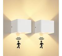 Kinamy Applique Detecteur de Mouvement, Applique Murale Intérieure 5W, Lampe Murale 3000K Blanc Chaud, Applique Led pour Chambre, Couloir, Salon, Escaliers, 2 Pièces