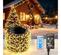 Kinamy Guirlande Lumineuse Exterieure Pile Rechargeable, 20M 200 LED Blanc Chaud Guirlande Lumineuse Sapin de Noel Étanche, 8 Modes avec Télécommande Minuterie, pour Noel Mariage Anniversaire Patio