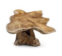 Kinaree ALOR Setar Table basse avec disque d'arbre - 100-120 cm - Table de canapé en teck massif aspect rustique - Le plateau de la table a été fabriqué à partir d'une section transversale en teck (50
