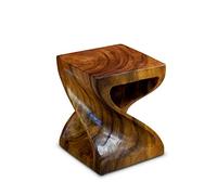 Kinaree Suar Twist Table d'appoint en bois massif - 30 cm - Marron - Table d'appoint en bois Suar fabriquée à la main - Meuble asiatique moderne