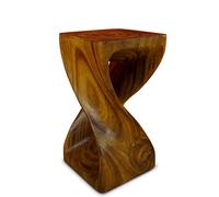 Kinaree Suar Twist Table d'appoint en bois massif - 50 cm de hauteur - Couleur marron - Table d'appoint en bois massif de Suar fabriquée à la main - Meuble asiatique au design moderne