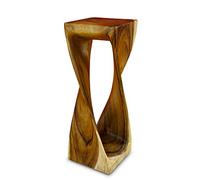 Kinaree Suar Twist Table d'appoint en bois massif - 76 cm de hauteur, couleur naturelle - Table d'appoint en bois massif de Suar fabriquée à la main - Meuble asiatique au design moderne