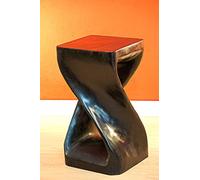 Kinaree Suar Twist Table d'appoint en bois massif - Hauteur 50 cm - Couleur noire - Meuble asiatique design moderne