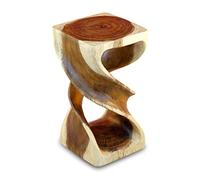 Kinaree Suar Wood Table d'appoint Double Twist - Meuble en bois massif avec double entretoise torsadée, 51 cm, support à fleurs de Thaïlande