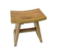 Kinaree Suzie Tabouret japonais en teck avec assise incurvée 41 cm Convient également comme tabouret de salle de bain ou repose-pieds