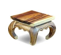 Kinaree Table à opium naturel - 35 x 35 cm - Table d'appoint en bois d'opium massif - Convient comme table de chevet ou tabouret à fleurs