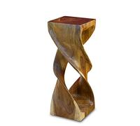 Kinaree Table d'appoint double Twist en bois d'acacia - 76 cm - Tabouret en bois torsadé - Convient également comme support de fleurs