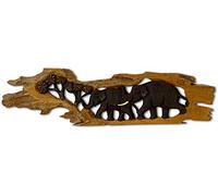 Kinaree Tableau mural en relief éléphant, sculpture murale, différentes tailles et nombres, sculpture faite à la main dans un style unique, M - 2 éléphants