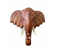 Kinaree Tête d'éléphant en bois - Sculptée à la main en Thaïlande - Décoration murale en bois massif - Décoration murale asiatique - 20-68 cm de haut (marron, L 30 x 30 x 15 cm, sans cadre)