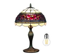 Kinbolas 12 pouces style Tiffany lampe de table vitrail abat-jour lampe de chevet lecture antique lampe de bureau salon chambre bureau vintage art déco victorien(Color:D-3)