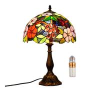 Kinbolas 12 pouces style Tiffany lampe de table vitrail abat-jour lampe de chevet lecture antique lampe de bureau salon chambre bureau vintage art déco victorien(Color:D-4)
