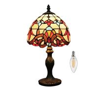 Kinbolas 8 "lampe de table style tiffany abat-jour en verre teinté lampe de bureau vintage petite lampe de chevet chambre salon bureau lecture antique art déco(Color:A-8)
