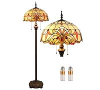 Kinbolas Lampadaire Tiffany Style 16" Abat-jour Lampe Sur Pied vintage design en vitrail lampe de lecture Art déco Salon Étude Chambre Chevet Cadeaux Luminaire(Color:F-2)