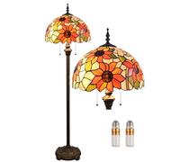 Kinbolas Lampadaire Tiffany Style 16" Abat-jour Lampe Sur Pied vintage design en vitrail lampe de lecture Art déco Salon Étude Chambre Chevet Cadeaux Luminaire (Color:A-3)