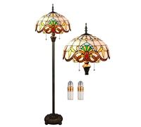 Kinbolas Lampadaire Tiffany Style 16" Abat-jour Lampe Sur Pied vintage design en vitrail lampe de lecture Art déco Salon Étude Chambre Chevet Cadeaux Luminaire(Color:F-1)