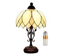 Kinbolas Lampe de table de style Tiffany 12 pouces série de abat-jour en verre teinté petite lampe de chevet lecture antique lampe de bureau salon chambre bureau vintage art déco victorien(Color:A)
