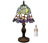 Kinbolas Lampe de table Tiffany Style 7" Abat-jour en verre teinté Petite lampe de chevet Lecture Lampe de bureau ancienne Salon Chambre à coucher Bureau Vintage Art Deco Victorien