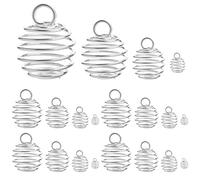 KINBOM 100 Pièces 9/15 / 25/30 mm Spirale Cage à Perles Argent Clair, Pendentif de Cage Plaqué Cage à Perle pour la Fabrication de Bijoux Bricolage Artisanat (4 Tailles)