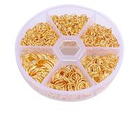 KINBOM 1000pcs Anneaux de Saut 4/5/6/7/8/10mm Anneaux Ouverts pour Bijoux Kit de Connecteur Anneaux Bijoux avec Étui en Plastique Fermoirs de Bracelets Bricolage Boucles d'Oreilles Colliers (Doré)
